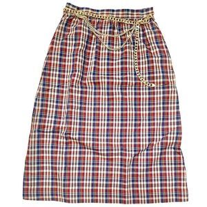 Vintage Plaid Tartan Print Midi Skirt